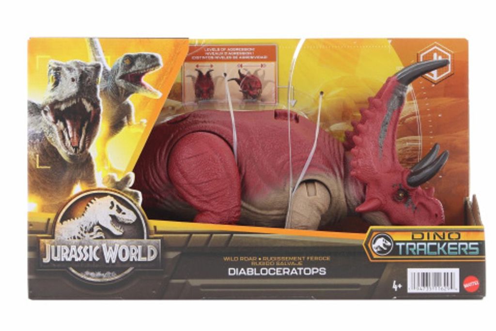 A toy dinosaur in its packaging.