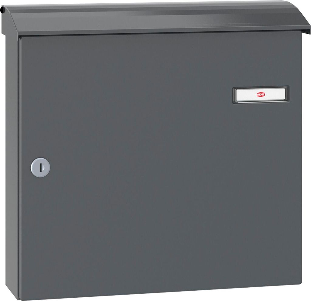 Renz Briefkasten anthrazit mit Namensschild Convex 380x360x115mm, Stahl RAL 7016