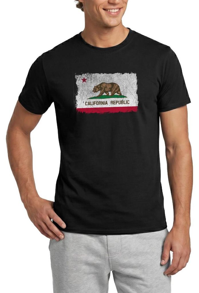 Spreadshirt California Republic Vintage Flagge Bear Flag Männer T-Shirt, L, Schwarz