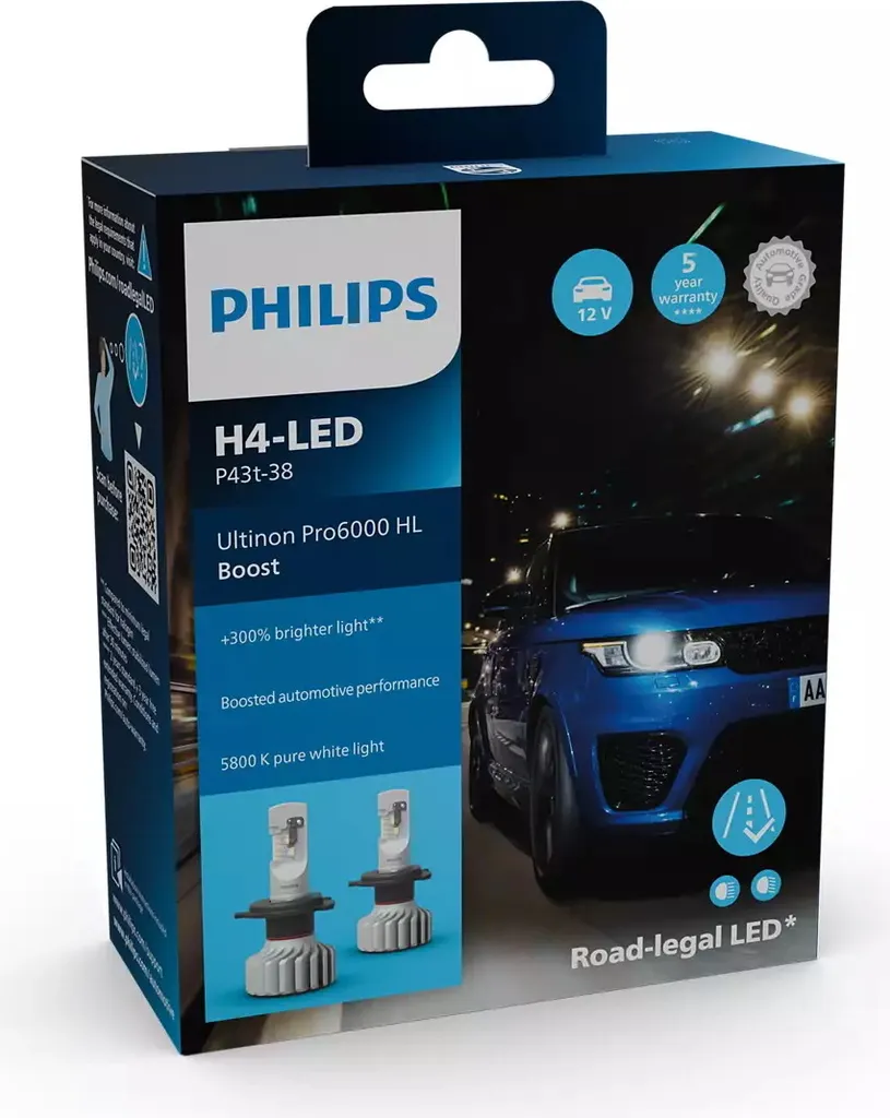 Philips H4 LED Ultinon Pro6000 Boost: Performance e Stile Omologato