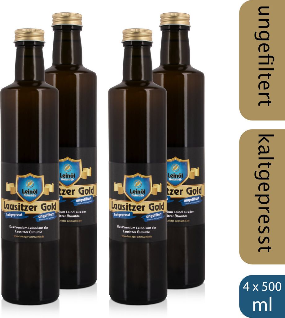 4 x Lausitzer Leinöl - Lausitzer Gold (kaltgepresstes Produktbild 