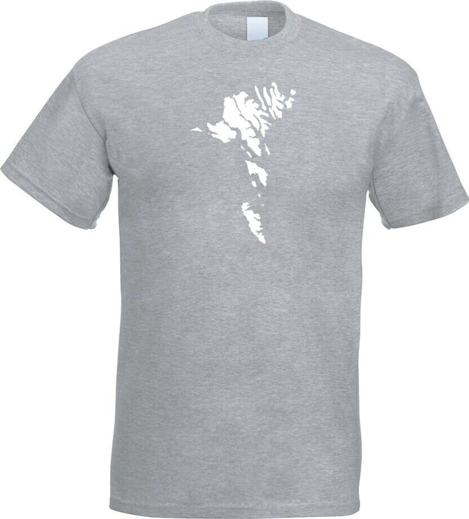 Kiwistar - T-Shirt - Graumeliert - Färöer Inseln Umriss Kontur Herren Funshirt Bedruckt Design Sprüche Spruch Motive - mit Motiv Bedruckt - Funs...