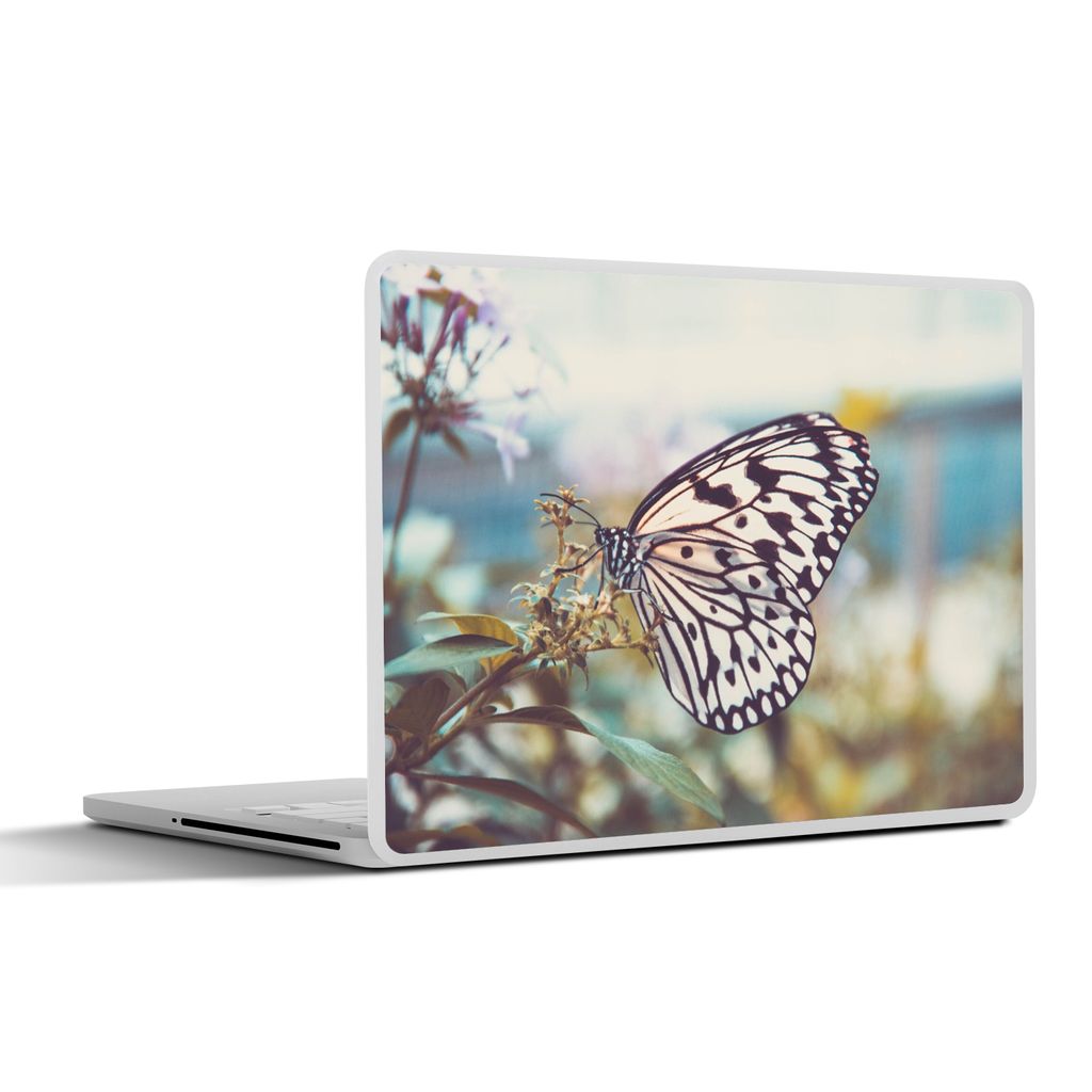 MuchoWow Laptop Aufkleber Sticker Cover Schmetterling - Blumen - Frühling 36.5x27.5 cm - Laptop-Sticker
