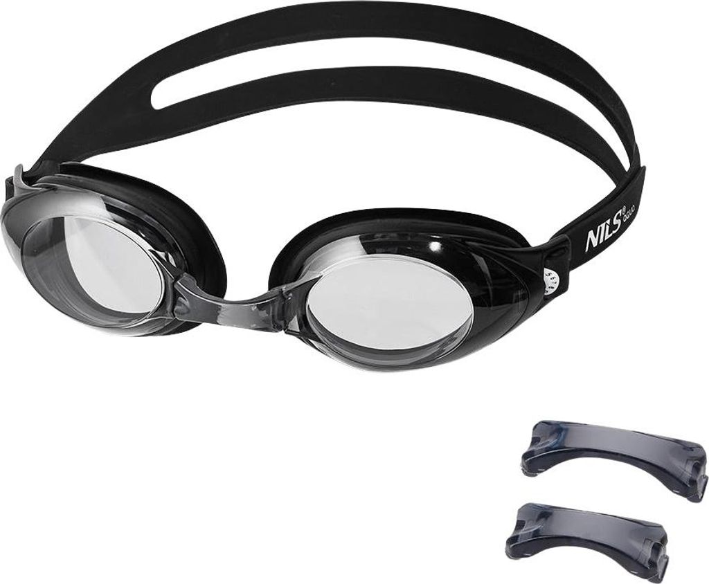 Schwarze Schwimmbrille, Antibeschlag, UV-Schutz