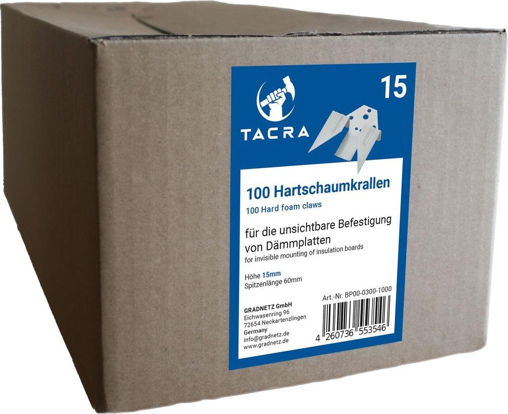 100 TaCra Hartschaumkrallen / Klammern zur Befestigung von Produktbild 