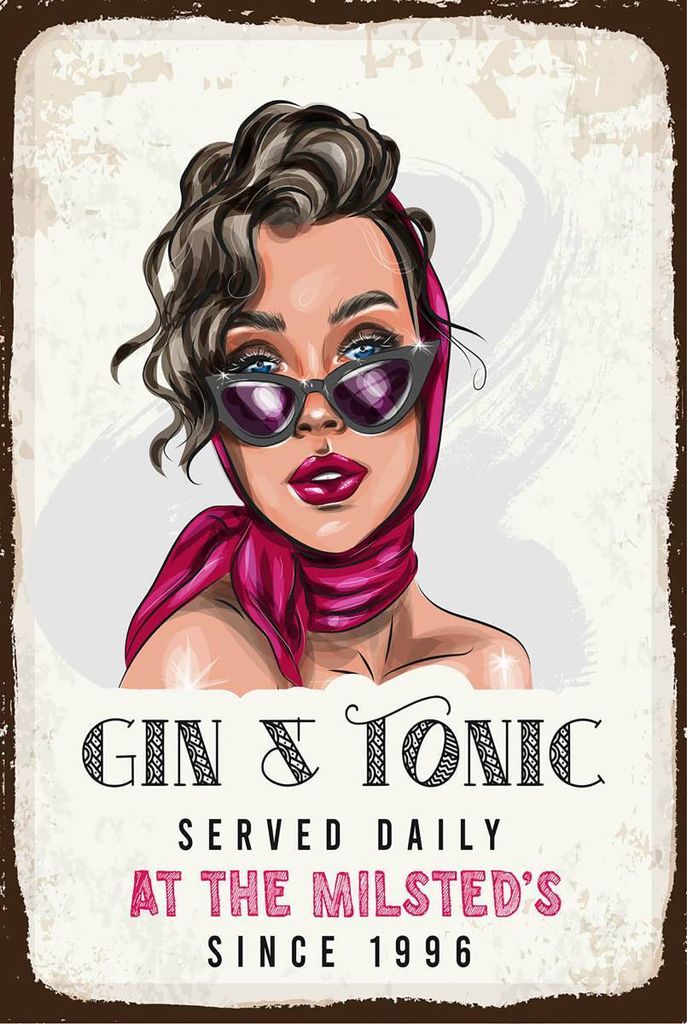 vianmo Holzschild 18x12 cm Gin & Tonic Served Daily Produktbild 