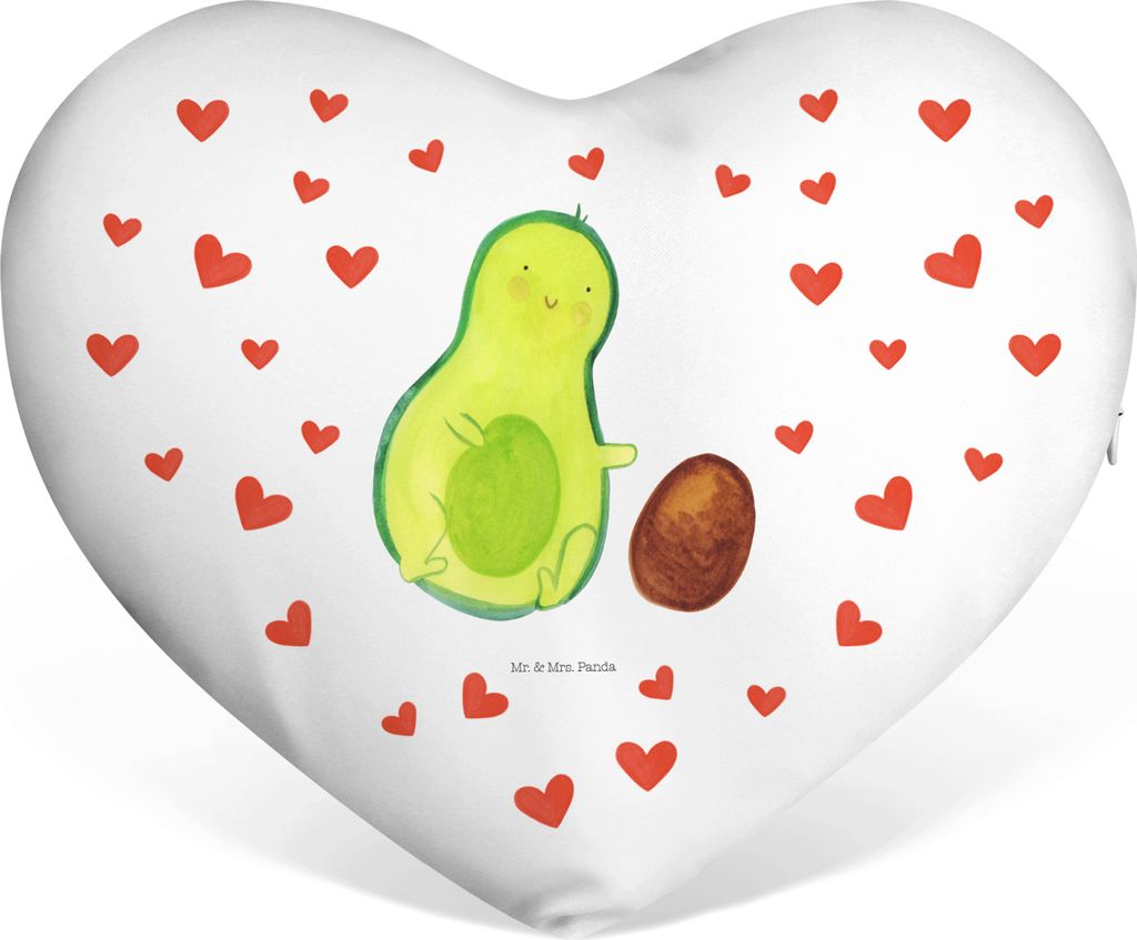 Mr. & Mrs. Panda Dekokissen Avocado Kern rollt - Weiß - Geschenk, Geburt, Liebe, Sofakissen, Herzkissen, Geburtstagskissen, Kuschelkissen, dekoart...