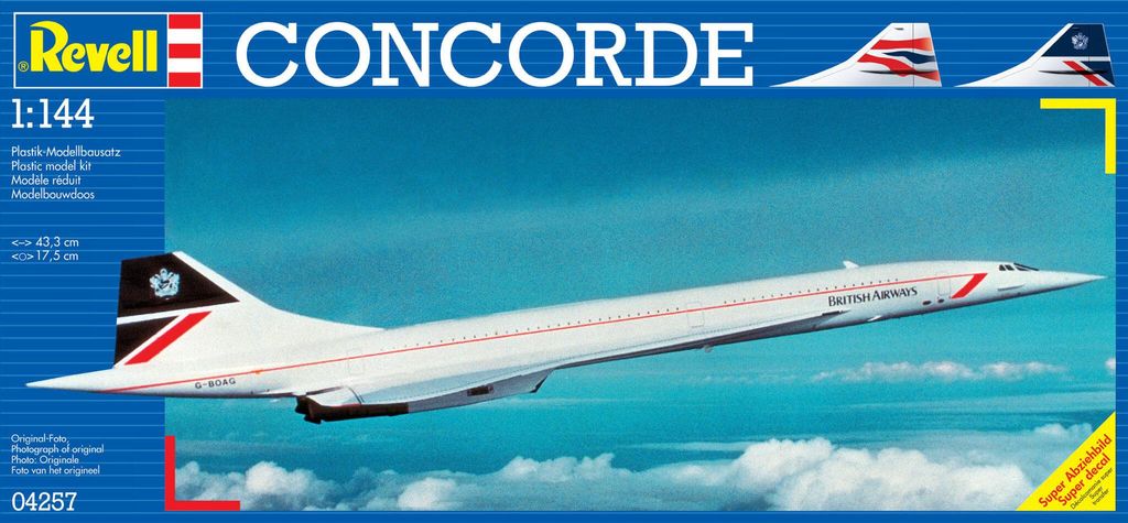 Revell Flugzeug-Modellbausatz Concorde, 67 Teile, 1:144, Immagine del prodotto 