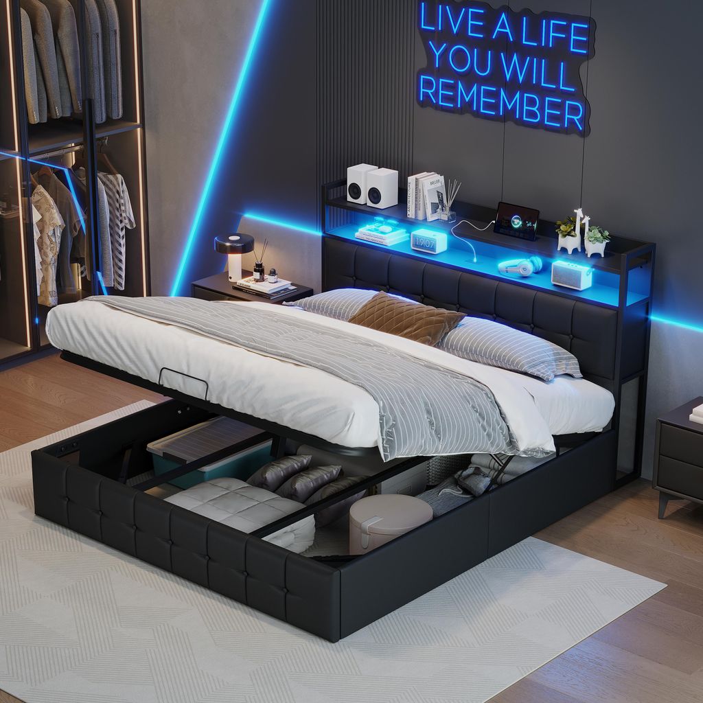 Fortuna Lai Lit capitonné 140x190 cm avec éclairage LED & Image du produit 