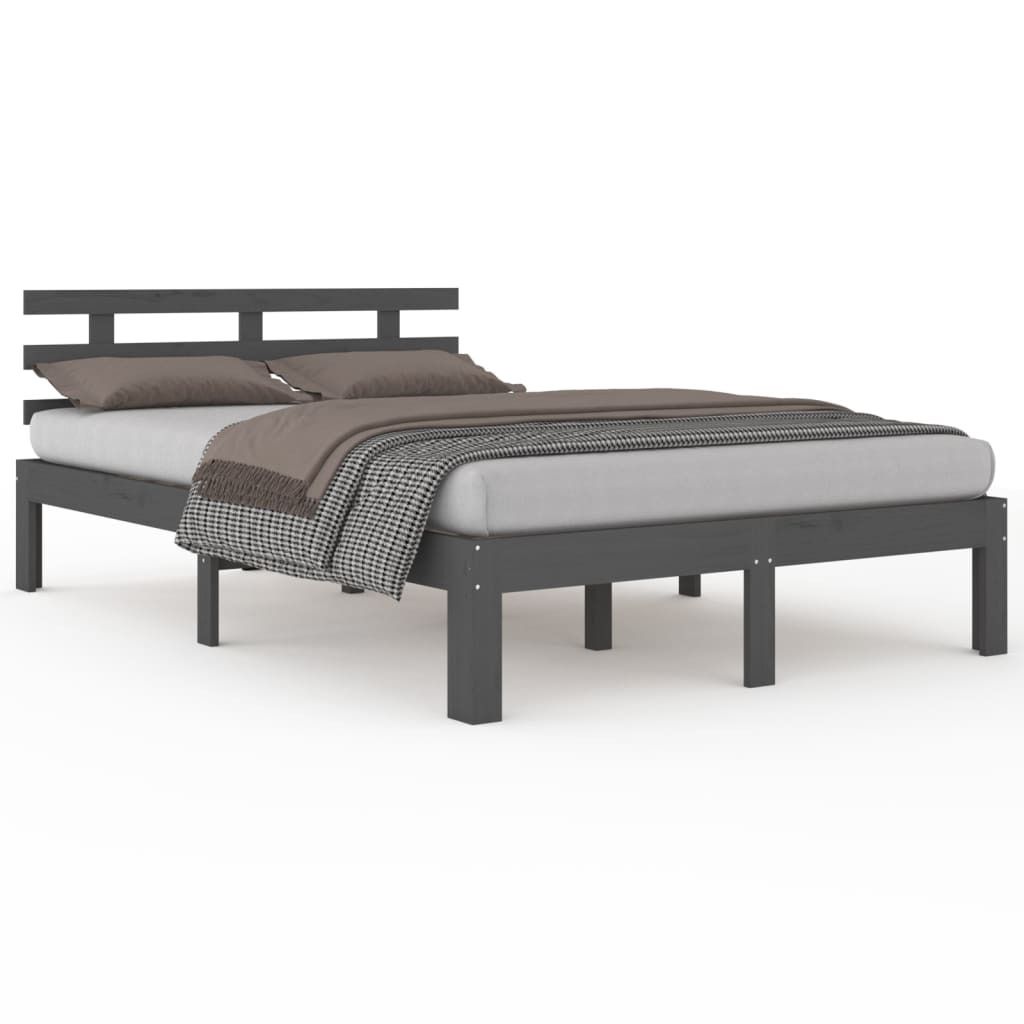 vidaXL Massivholzbett Grau 200x200 cm