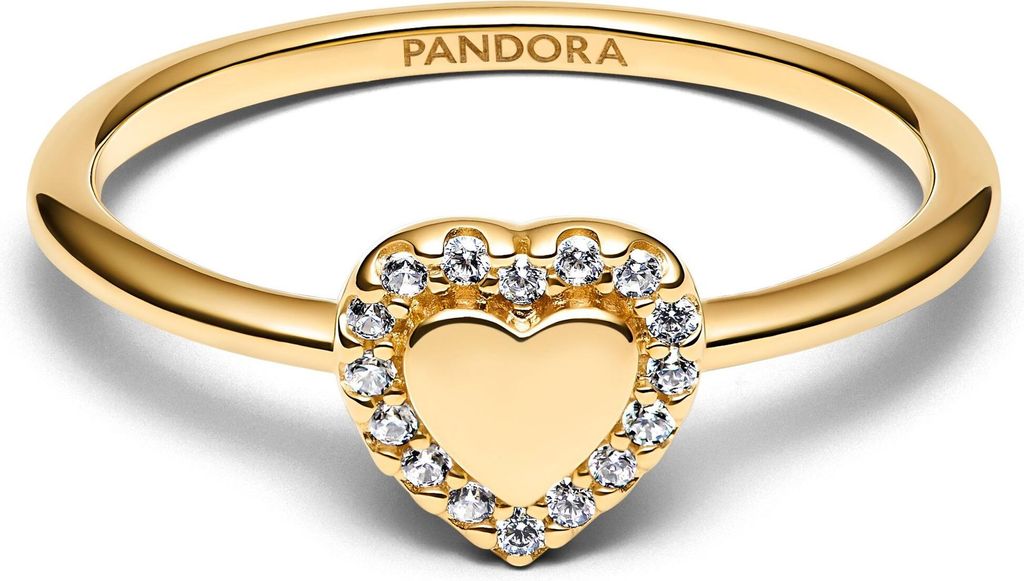 Pandora Gravierbarer Herz Strahlenkranz Ring 163801C01 Damenring, Ringgröße:48