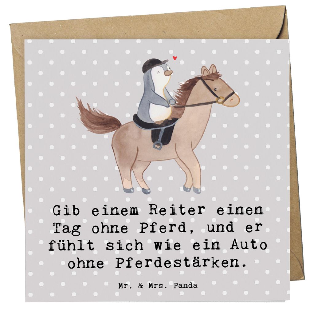 Mr. & Mrs. Panda Glückwunschkarte Reitsport Liebe - Grau Pastell - Geschenk, doppelkarte, Bindung zwischen Mensch und Pferd, Klappkarte, Pferde, a...