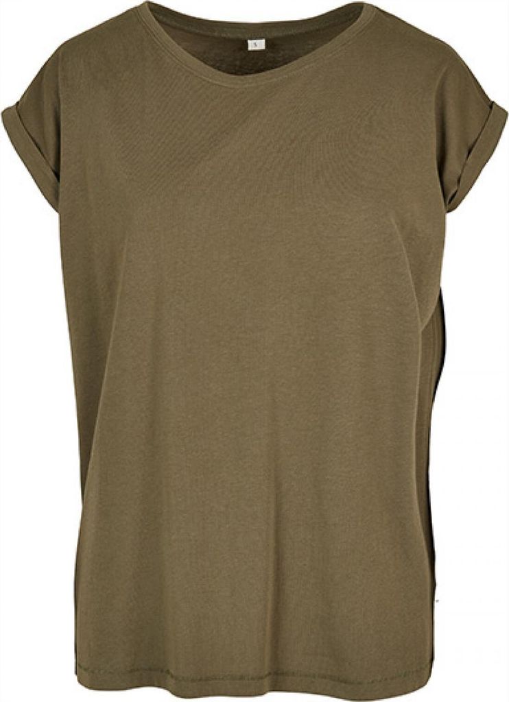 Build Your Brand BY138 | Damen Shirt, Organic Extended Shoulder Tee, 100% Bio-Baumw. - Farbe: Olive - Größe: L