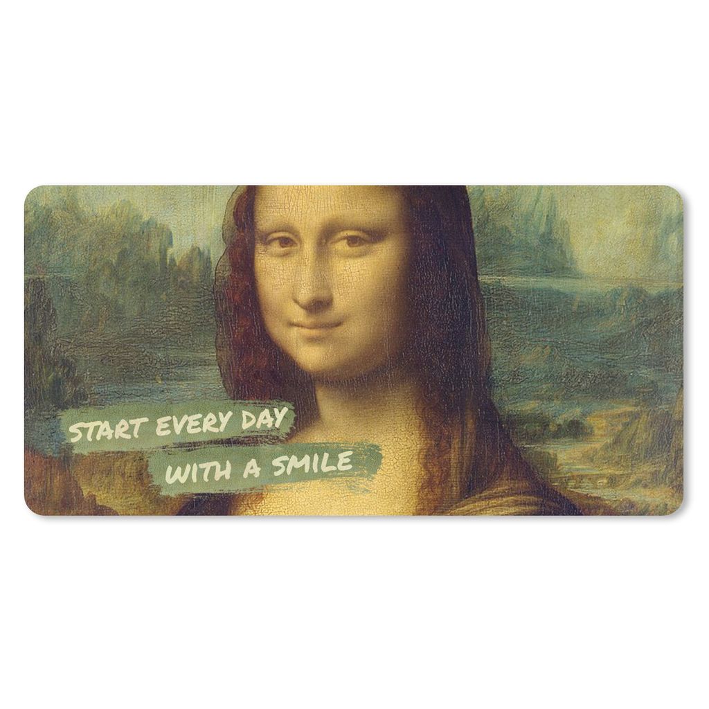 MuchoWow Mauspad Mousepad Mona Lisa - Zitat - Kunst 60x30 cm - Mousepads - Maus Mat - Pad - Mausunterlage - Nachhaltig