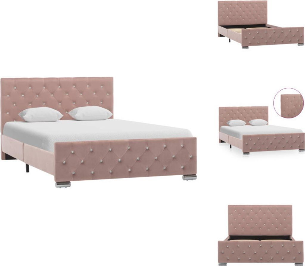 vidaXL Bettgestell Rosa Samt 120x200 cm - Betten & Bettgestelle