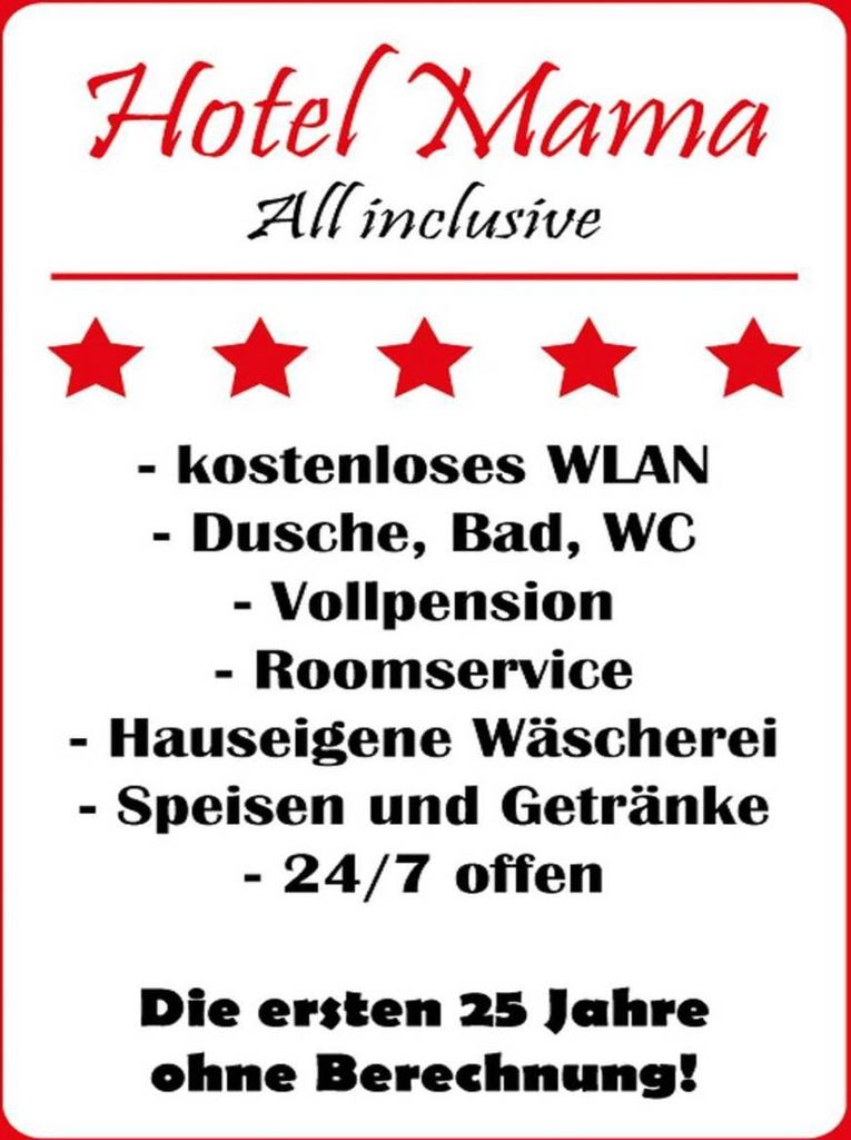 vianmo Holzschild 40x30 cm Hotel Mama weiß-rotes