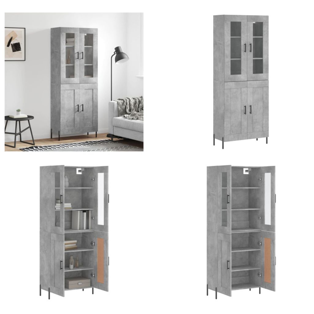 vidaXL Highboard Betongrau 69,5x34x180 cm Holzwerkstoff - Highboard - Highboards - Sideboard - Kommode
