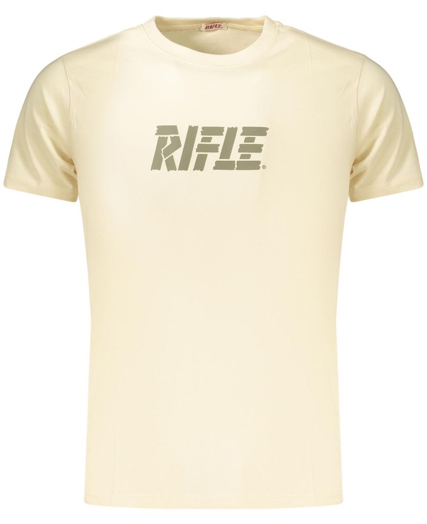 Beiges Herren T-Shirt mit Rundhals und Logodruck – Kurzarm Basics