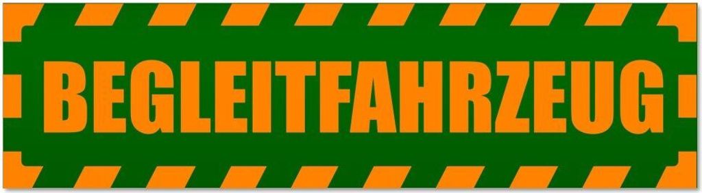 Kiwistar - Autoaufkleber - Orange - Grün - 20 x 5,3 cm - Begleitfahrzeug gestreift - Hinweis Aufkleber Sticker für Auto, Kfz, Fahrrad, PKW, LKW