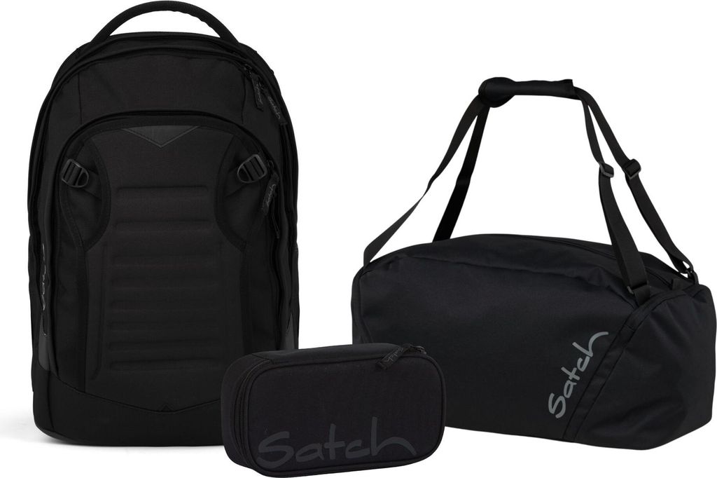 Satch, Schulrucksack-Set MATCH PLUS Blackjack 3-teilig, ab. 5. Klasse