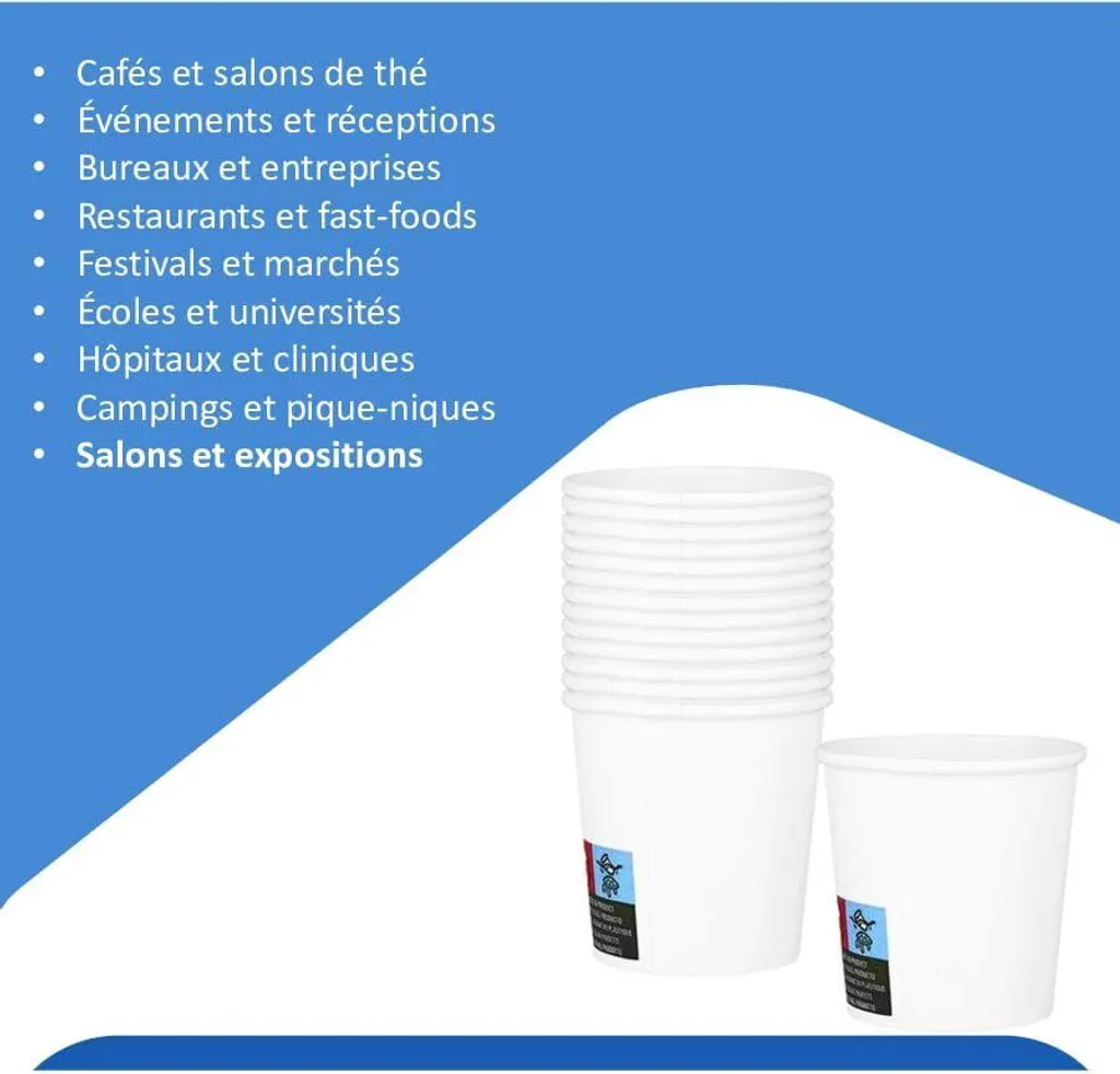 Gobelets en carton biodégradables 7 oz - Pack de 1000 unités robustes