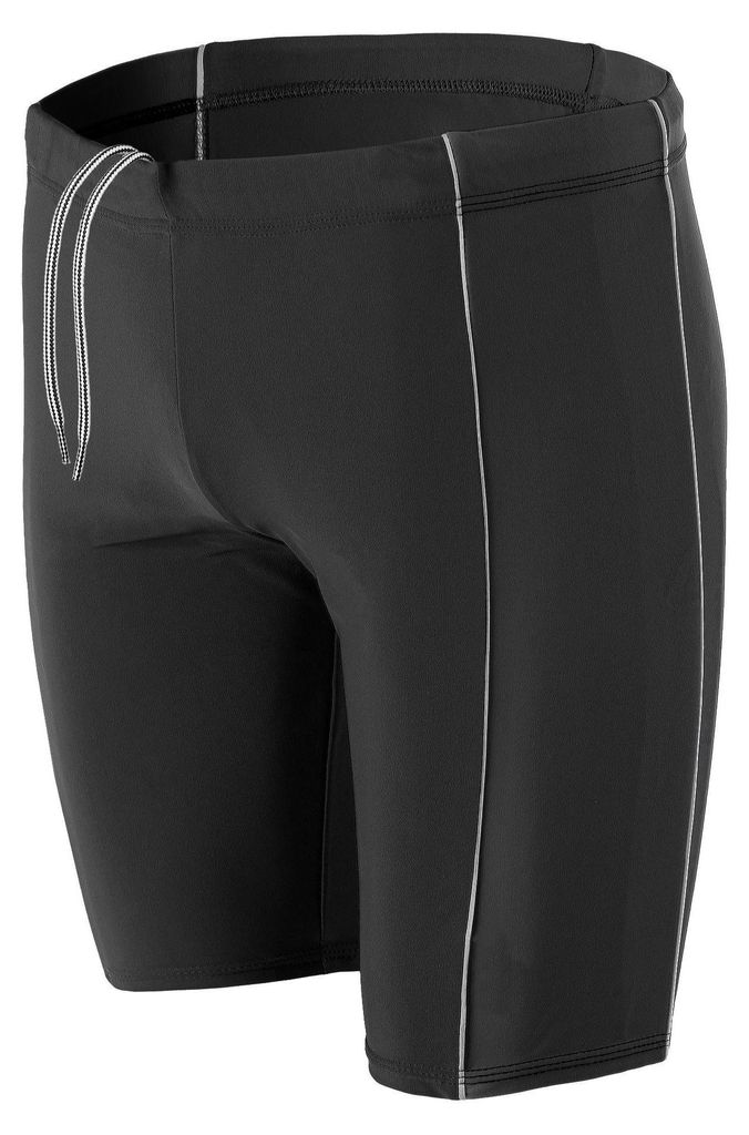 Aquarti Herren Lange Badehose mit Kontrast-Paspel Jammer, Farbe: Schwarz / Grau, Größe: XL