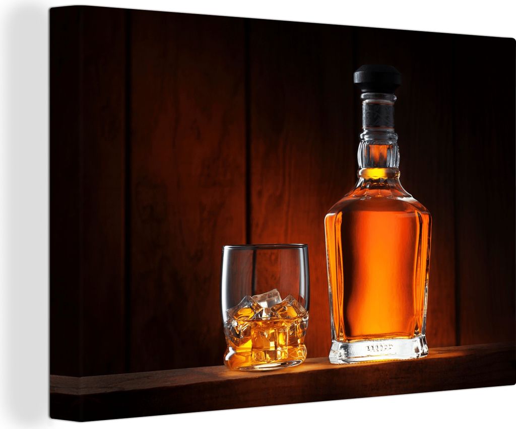 OneMillionCanvasses - Leinwandbilder - 140x90 cm, Whiskey - Flasche - Karaffe, Wandbilder Kunstdruck Wanddekoration - Foto auf Leinwand - Gemäld...