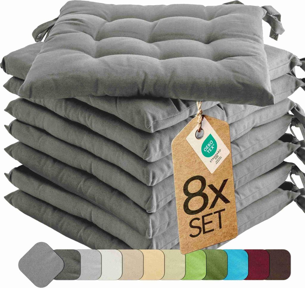 Sitzkissen Stuhlkissen Indoor & Outdoor 8er Set 40x40 cm - Produktbild 