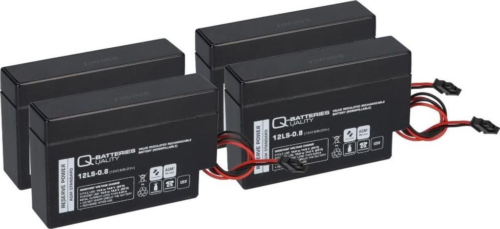 4x Q-Batteries 12LS-0.8 12V 0,8Ah AGM Blei-Vlies Akku Heim Produktbild 