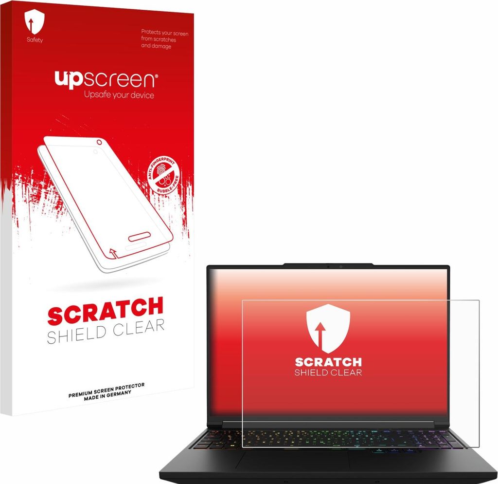 upscreen Schutzfolie für XMG Pro 16 Displayschutz Displayschutzfolie Folie Klar Transparent