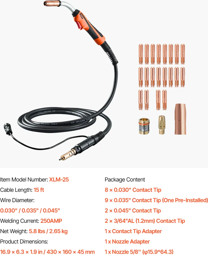 Torche MIG de remplacement pour postes Millermatic 250 et 252 VEVOR - 7