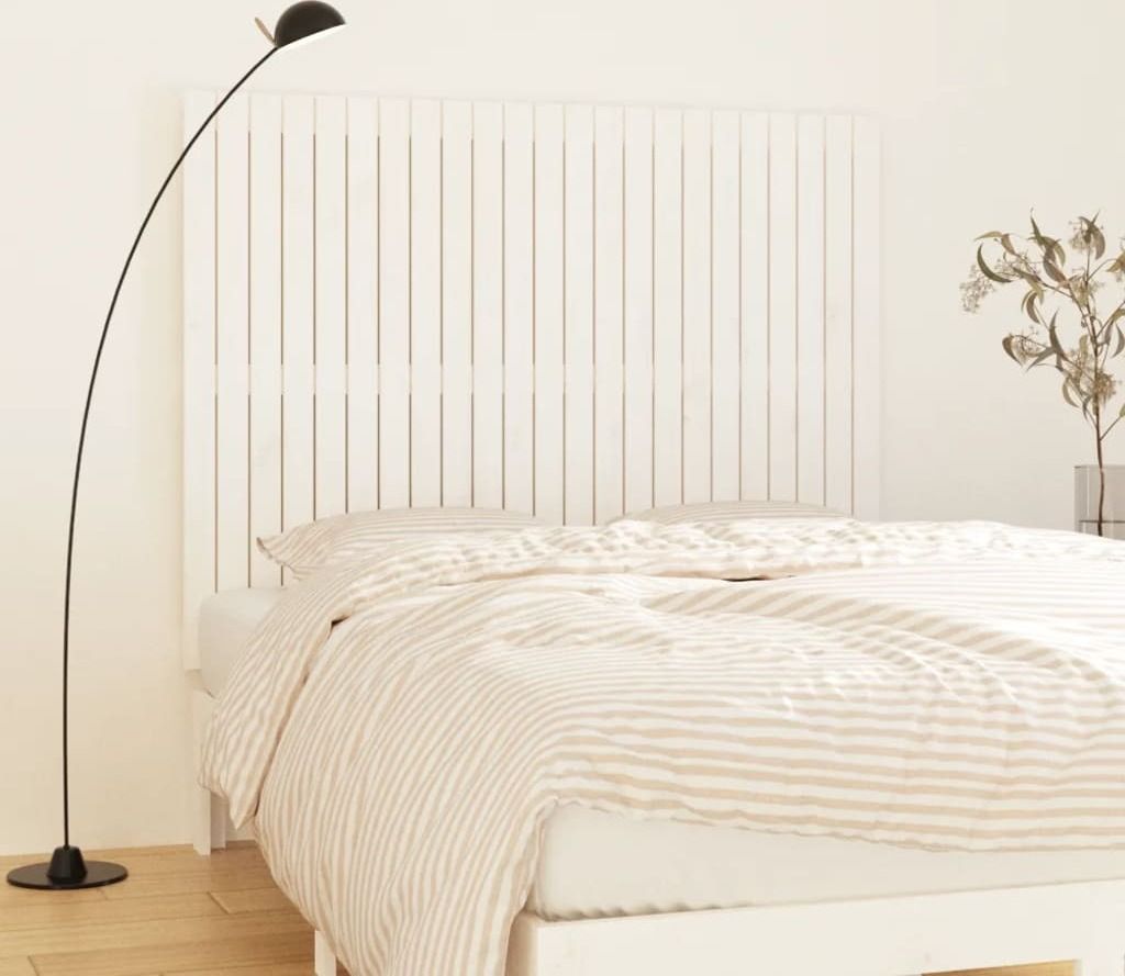 vidaXL Wand Kopfteil Weiß 146,5x3x110 cm Massivholz Kiefer - Wand-Kopfteil - Wand-Kopfteile - Kopfteil - Bett-Kopfteil