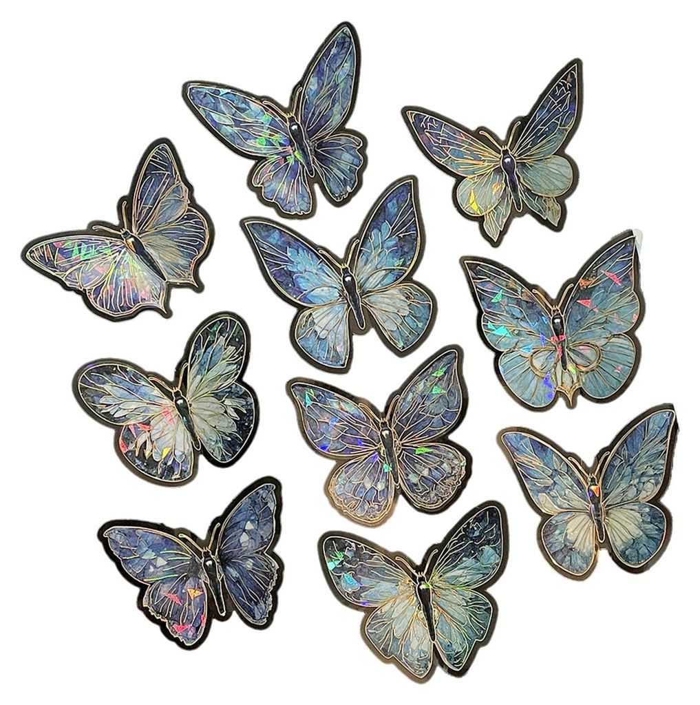 10 Stück holografische Schmetterlingsaufkleber, wasserfest, aus PET, für Laptops, Wasserflaschen, Handyhüllen, DIY-Bastelarbeiten, Scrapbooks, T...