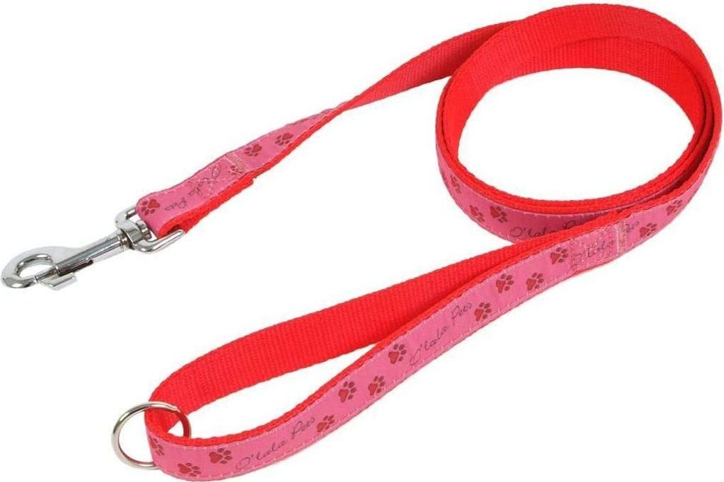 Führen Pfoten 25mm x 150cm Pink, Leinen, Halsbänder, Leinen, Geschirre Und Headhalters, Handmaded In Europa