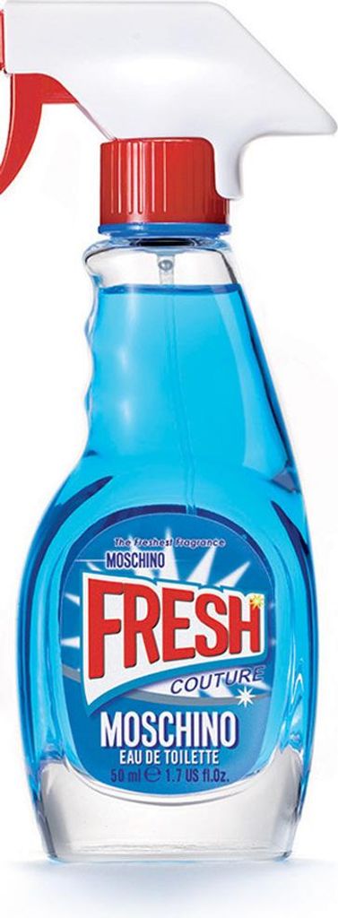 A Moschino Fresh Couture Eau de Toilette bottle against a white background.
