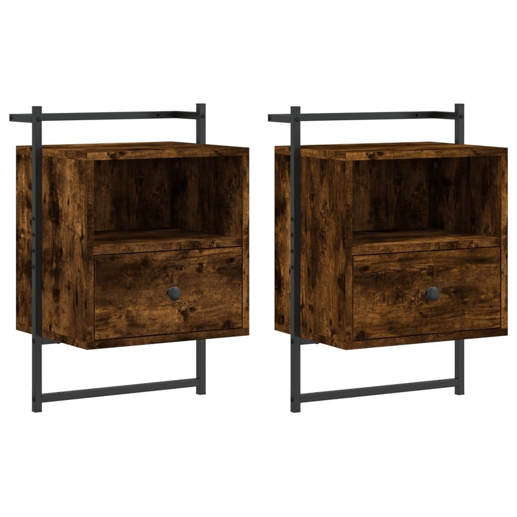 "2026 MODERNE"Nachtschrank - Wand-Nachttisch - Beistelltisch für Schlafzimmer -e 2er-set - multifunktional& Moderne - Räuchereiche 40x30x61 cm Ho...