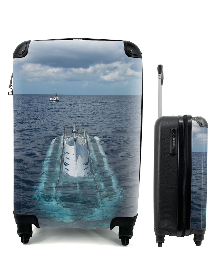 MuchoWow Koffer Handgepäck Trolley Rollkoffer Kleine Reisekoffer mit 4 Rollen - Ein tauchendes U-Boot im Ozean - Cabin Size < 55x40x23 cm & 55x4...
