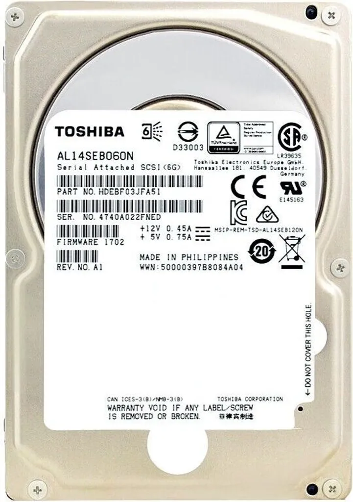 Disco Toshiba 600GB AL14SEB060N SAS 10K RPM 128MB Cache 2.5"