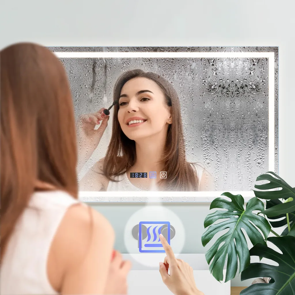 Miroir de Salle de Bain Anti-buée LED 100x60 cm - Solution Miroir Net