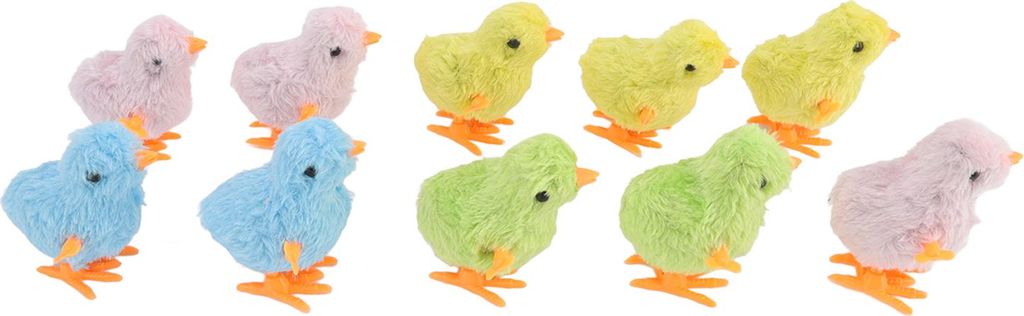 10 Stück Uhrwerk-Kükenspielzeug, niedliches, lustiges, buntes, ausgestopftes Küken, hüpfendes Aufziehspielzeug für Katzen, Kätzchen, Kleinkinder