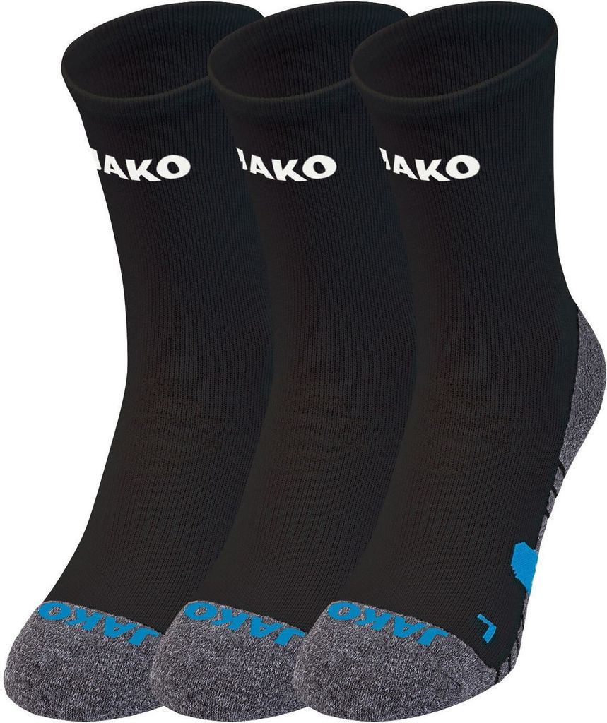 JAKO Herren Sportsocken 3er Pack – Gepolsterter Komfort, Mittelfußkompression, In Schwarz Oder Weiß, Größen 35-50