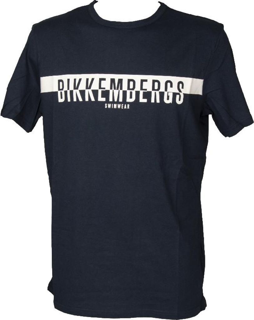 BIKKEMBERGS Herren T-Shirt Kurzarm Rundhals aus reiner Baumwolle bedruckt Artikel BKK2MTS03 Serie halbes Logo, S, Cotone 100%