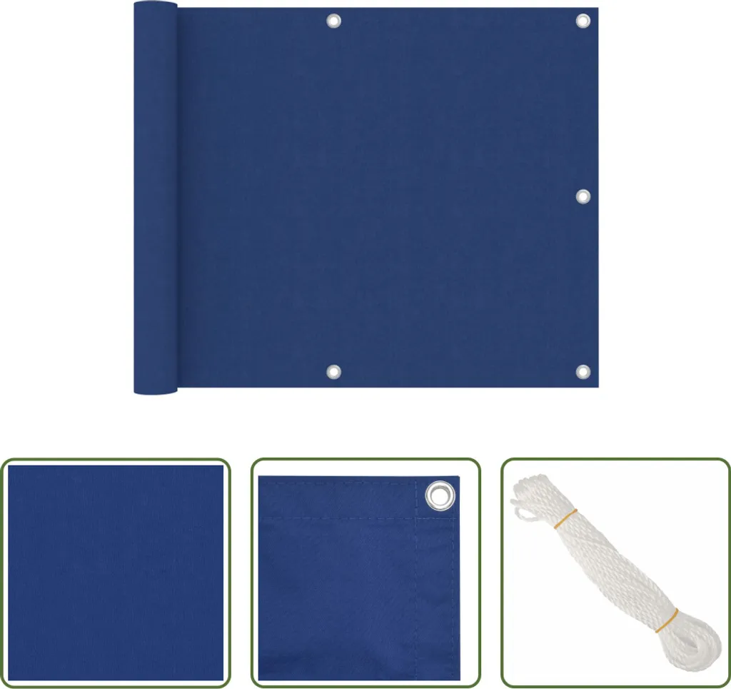 The Living Store Paravento per balcone Blu 75x400 cm Tessuto Oxford