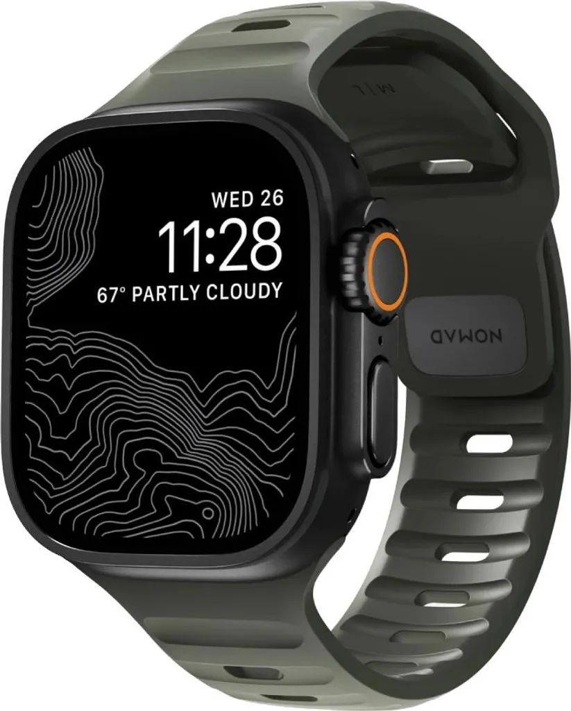 Bracelet Anti-Transpiration en FKM Vert pour Apple Watch 45/49mm
