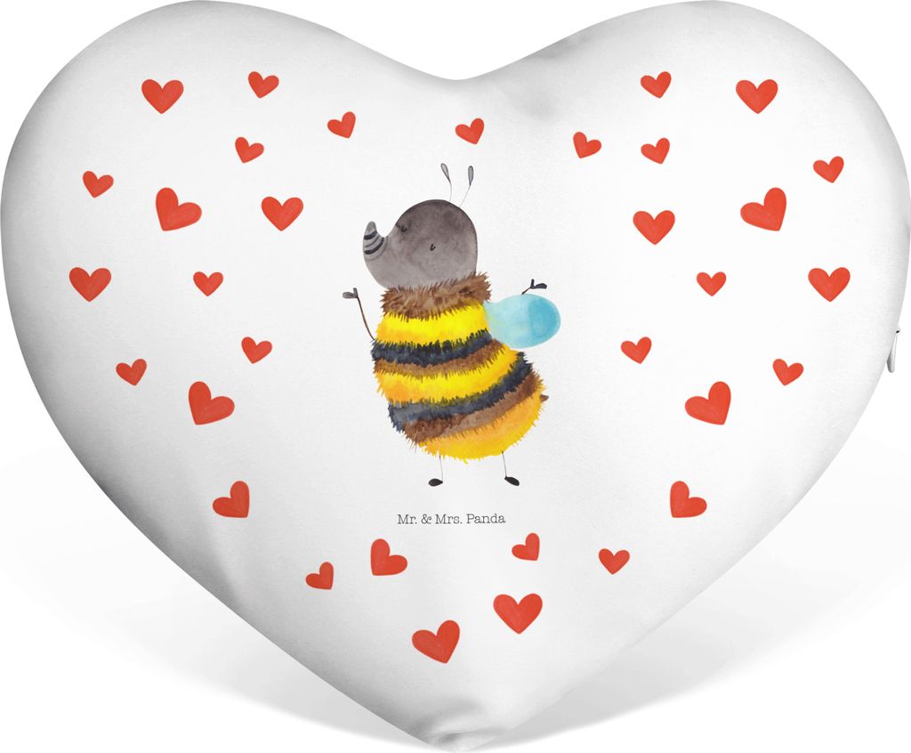 Mr. & Mrs. Panda Sofakissen Hummel flauschig - Weiß - Geschenk, Dekokissen, Lustige Sprüche, dekoartikel, Blume, Biene, Herz Kissen, Natur, Liebe...