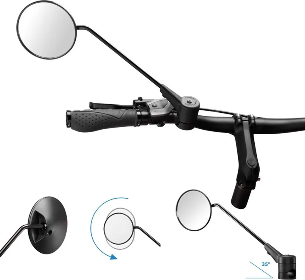 Miroir vélo Krampe KF1 type D 35° fini les angles morts fixation noire