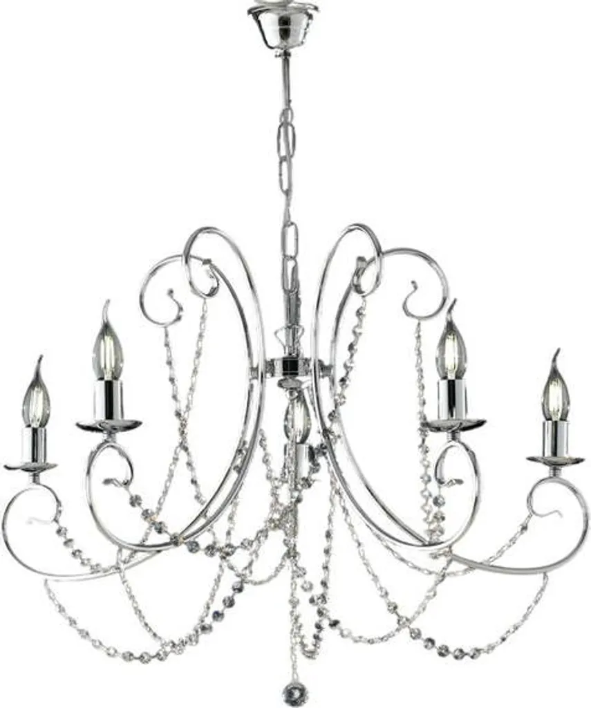 Lustre salon Magda 5 feux chrome d.68 cm éclairage chic BL146-5-CR