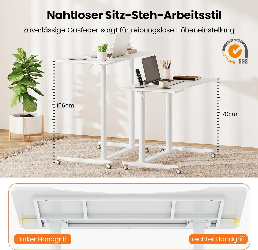 Table pour ordinateur portable design en C table d'appoint blanche - 5