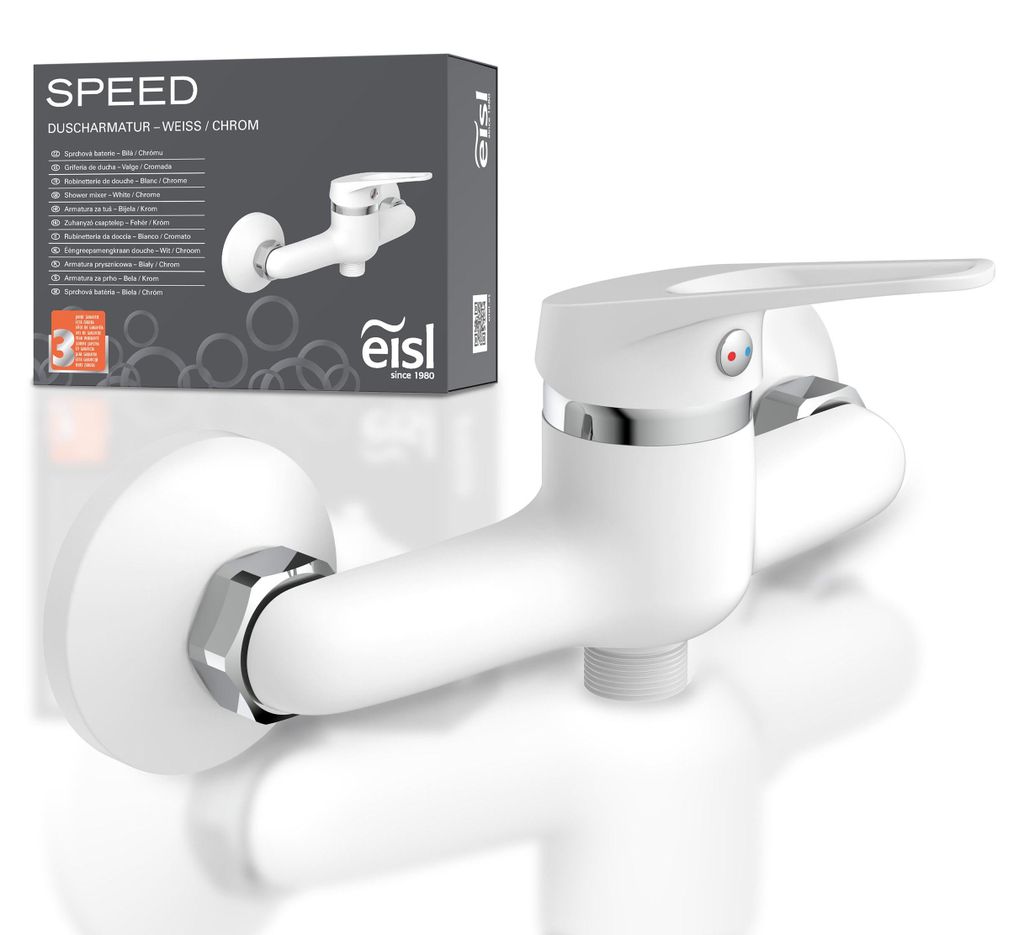 eisl Duscharmatur SPEED, Wasserhahn Bad, Mischbatterie Dusche in Weiß/Chrom