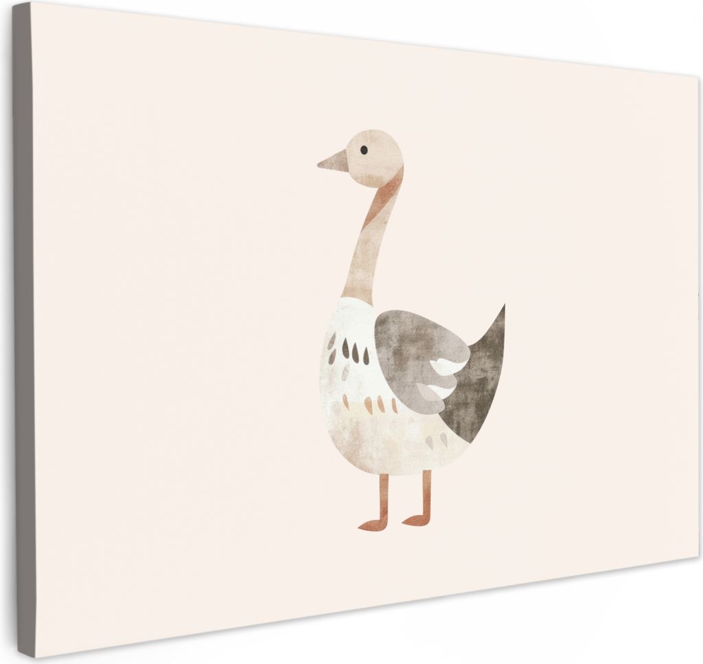 Leinwand Bilder 120x80 cm - Kinder Beige - Ente - Bauernhof, Bilder Wohnzimmer Modern, Wanddeko